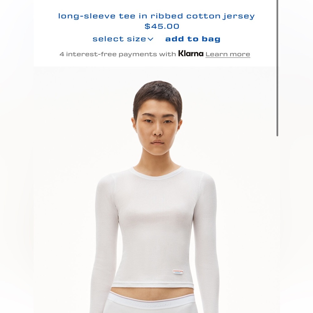 Alexander Wang Black Long Sleeve tee in ribbed cotton jersey